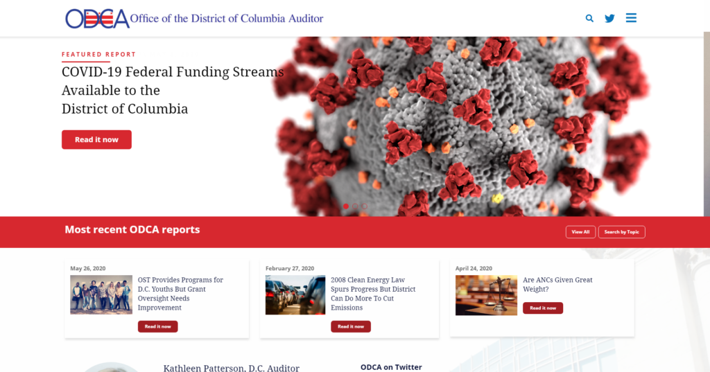ODCA website homepage design