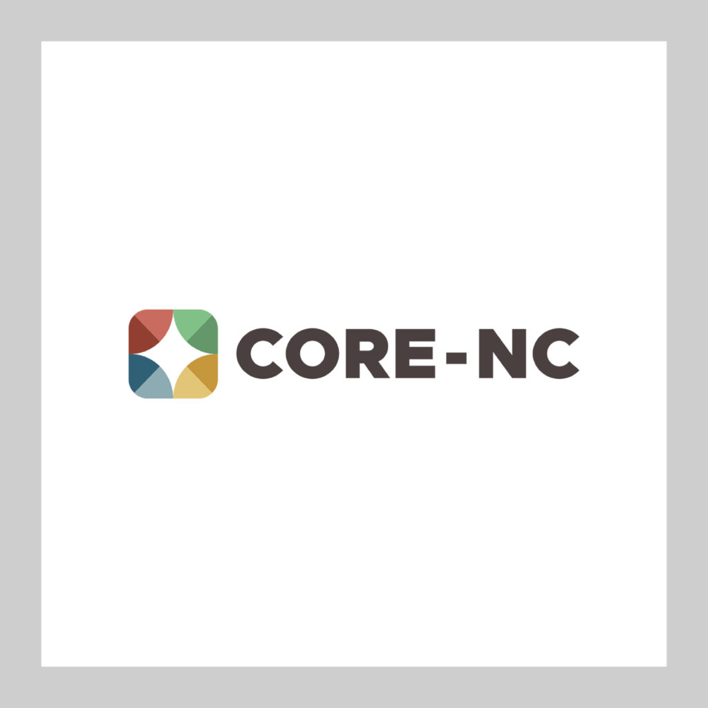 top shelf design portfolio work sample of print brand logo design for core nc
