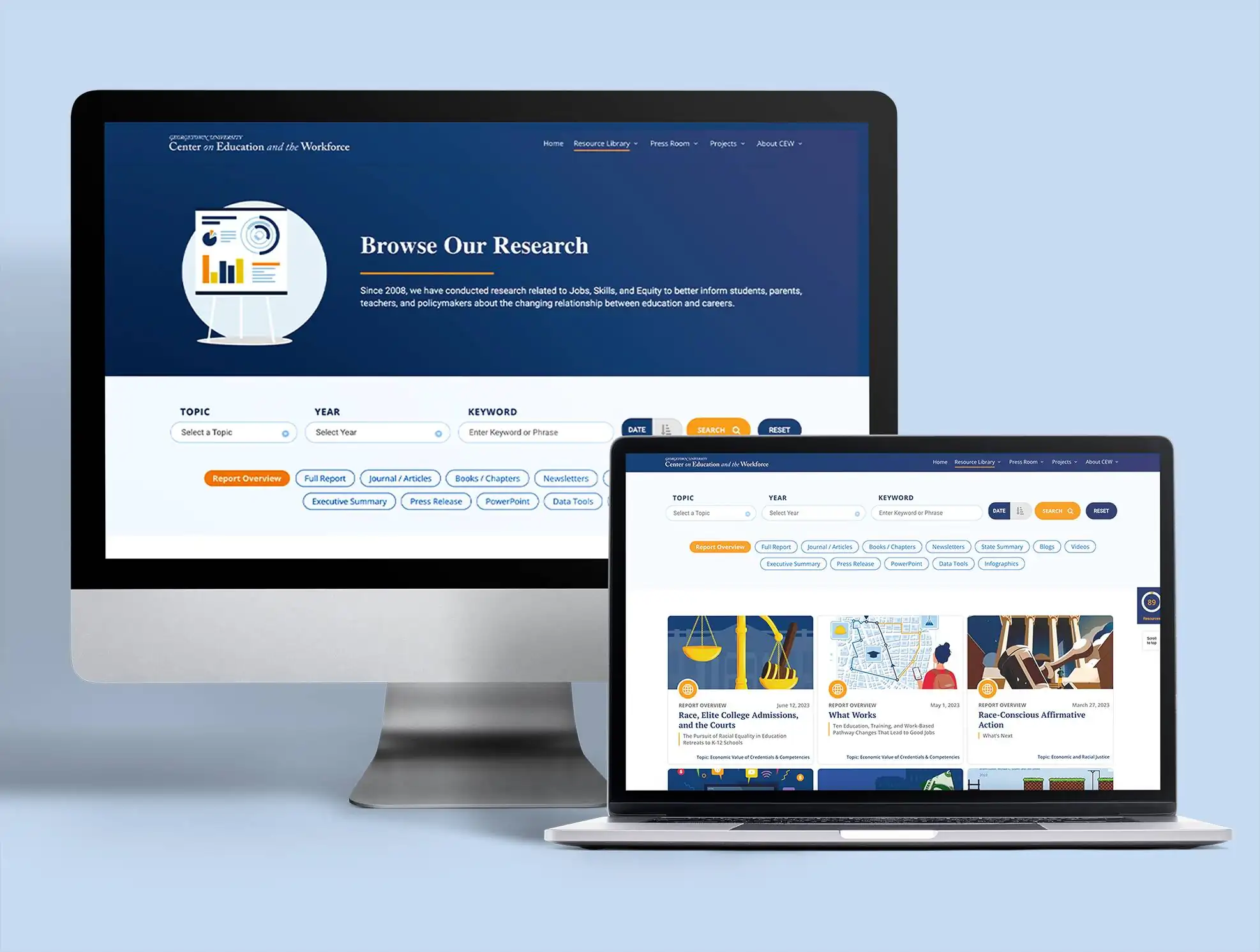 website design portfolio example of education industry client georgetown university