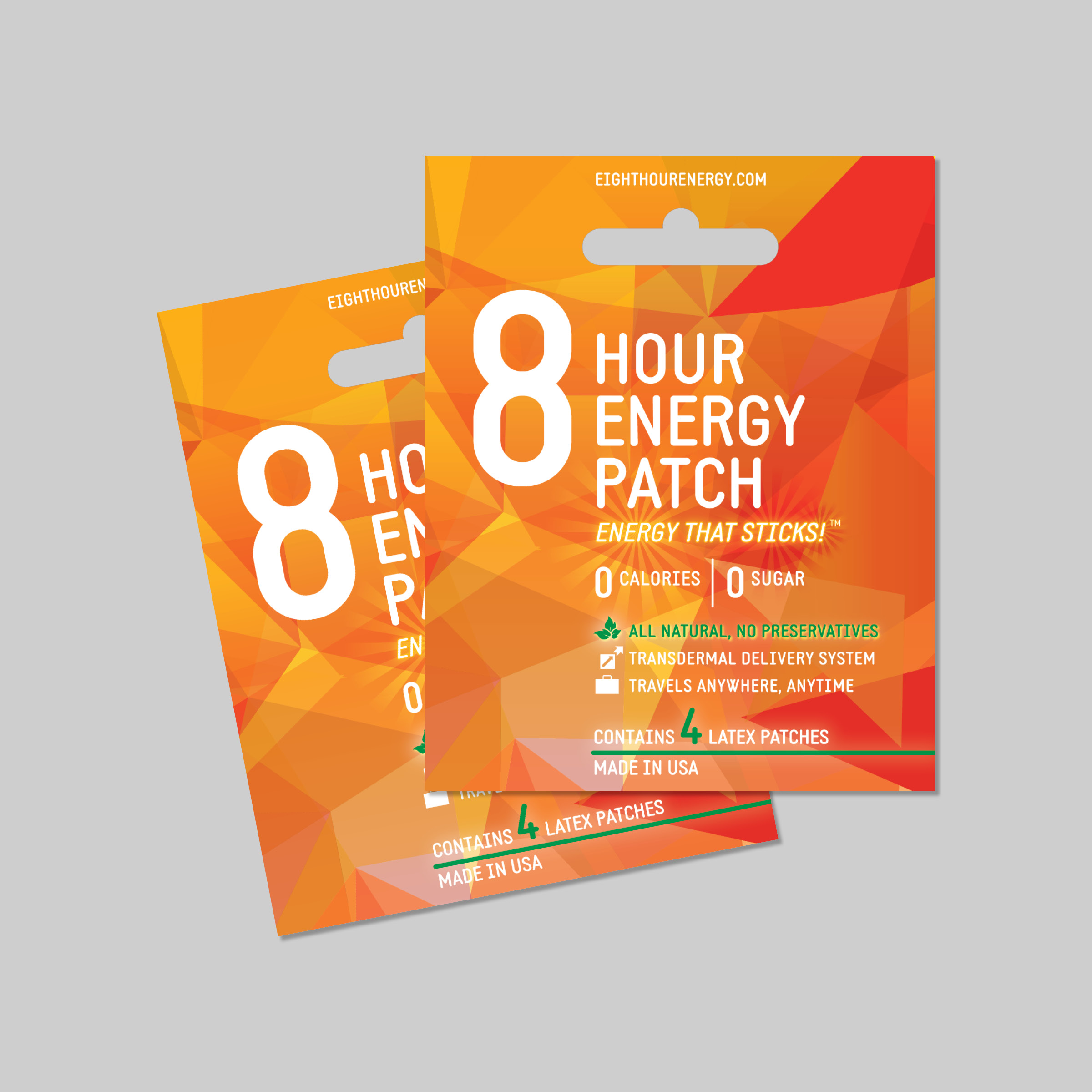top shelf portfolio work sample of 8 hour energy patch packaging label graphic design