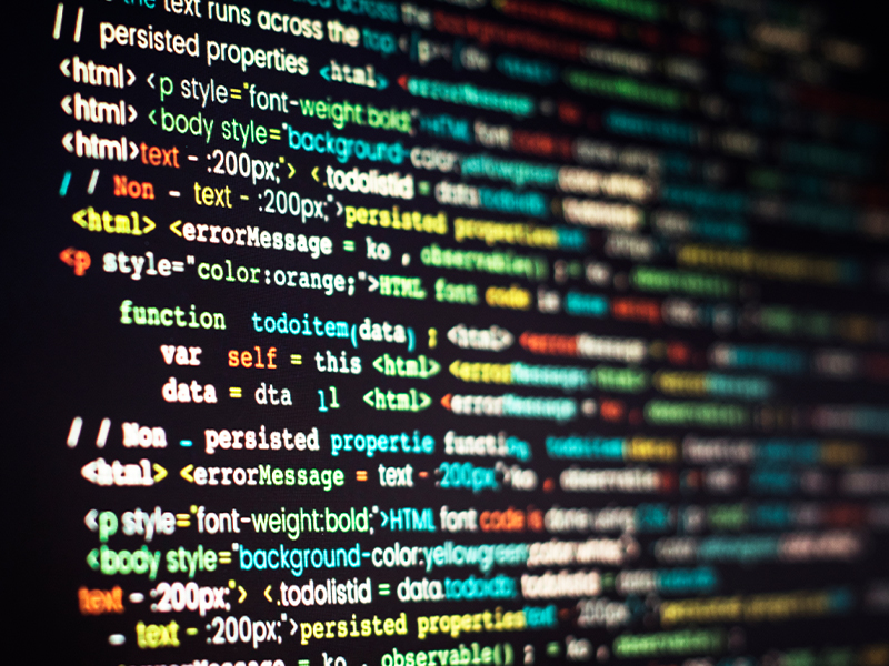 website development code on a computer screen