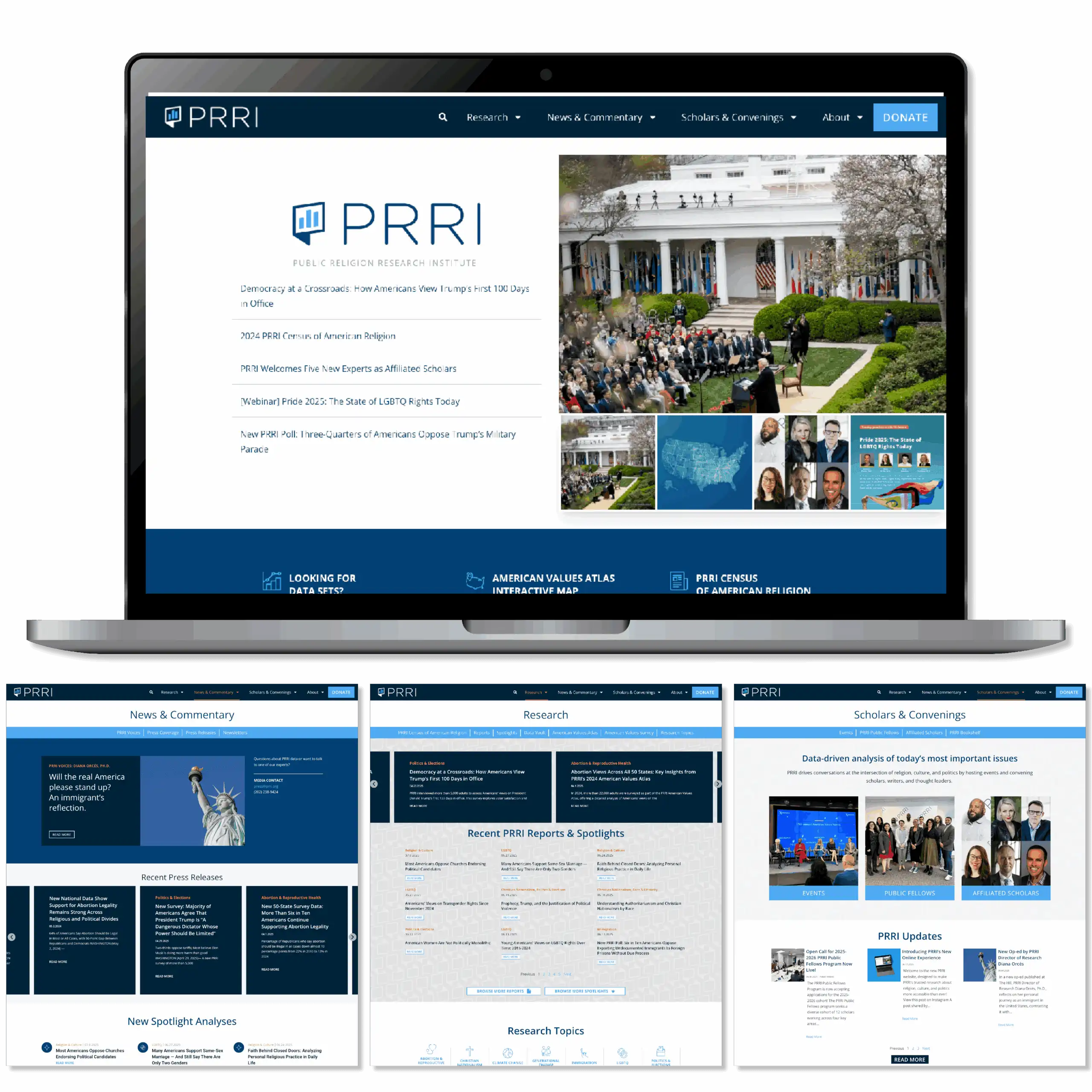 top shelf design portfolio work sample of public relations research institute website development